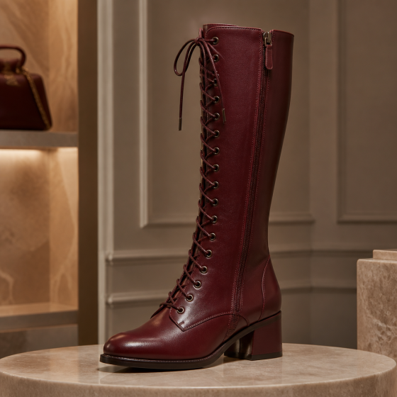 Luxury Lace-Up Knee-High Boot